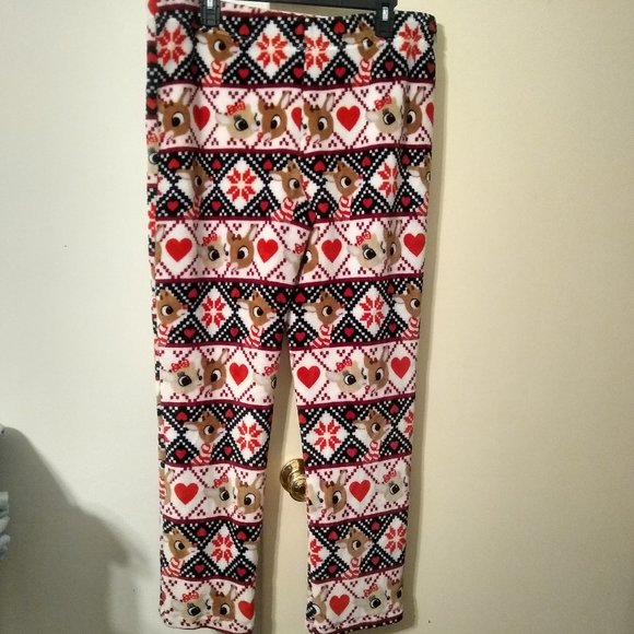 Gently Used Rudolph & Clarice Plush Fleece Lounge Pants (Size XL, 16-18) EUC - Picture 3 of 3
